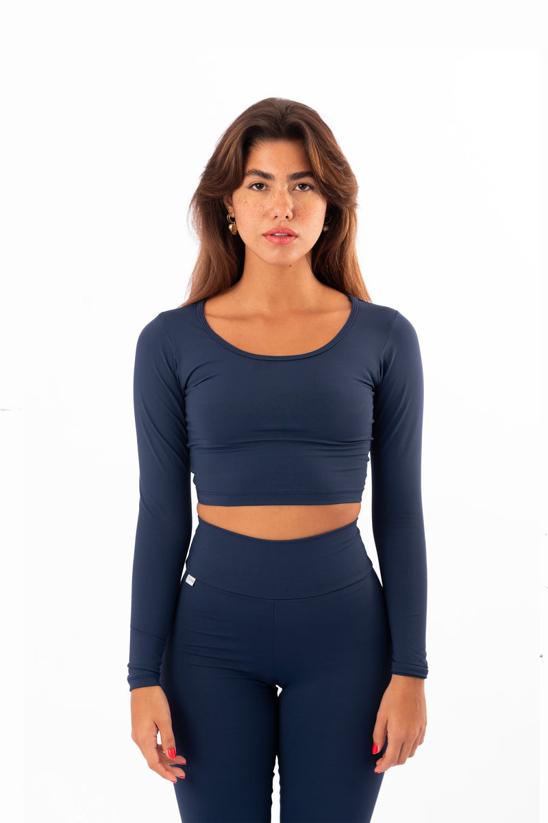 Blue Stone Long Sleeve Crop Top