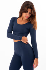 Blue Stone Long Sleeve Crop Top