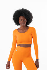 Tangerine Long Sleeve Crop Top