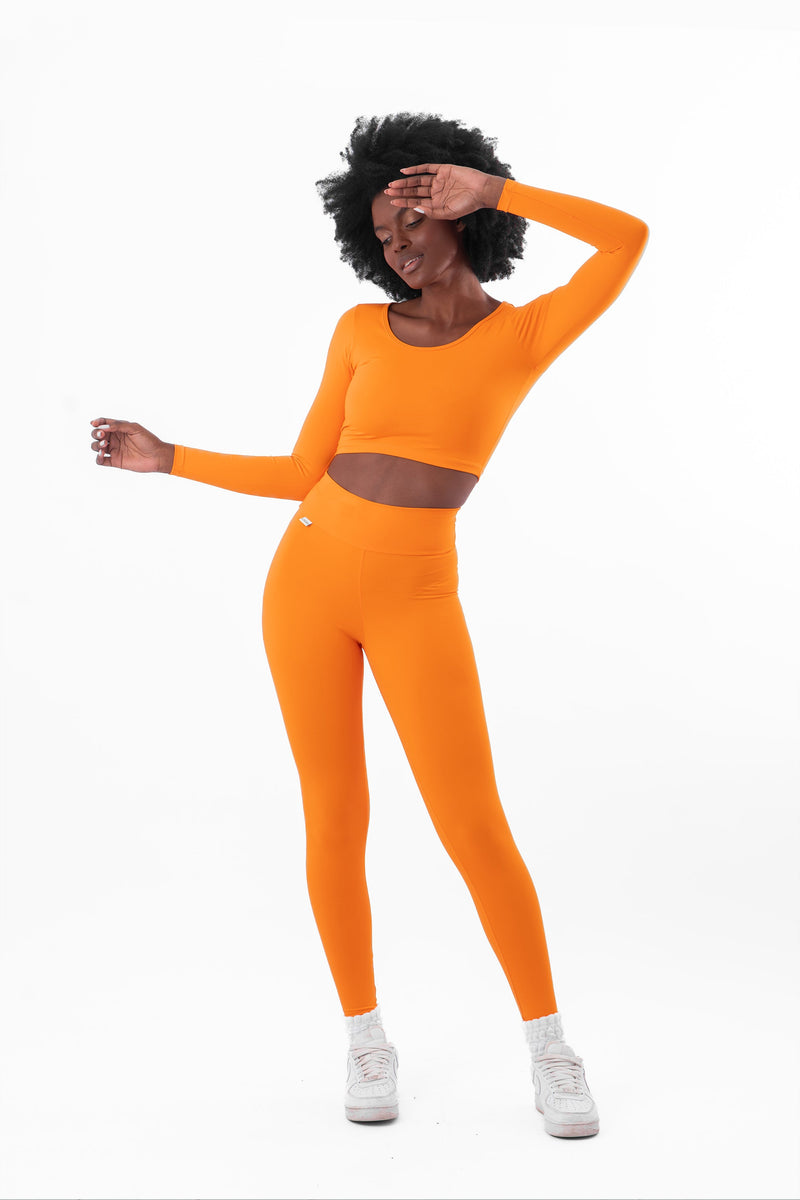 Tangerine Long Sleeve Crop Top